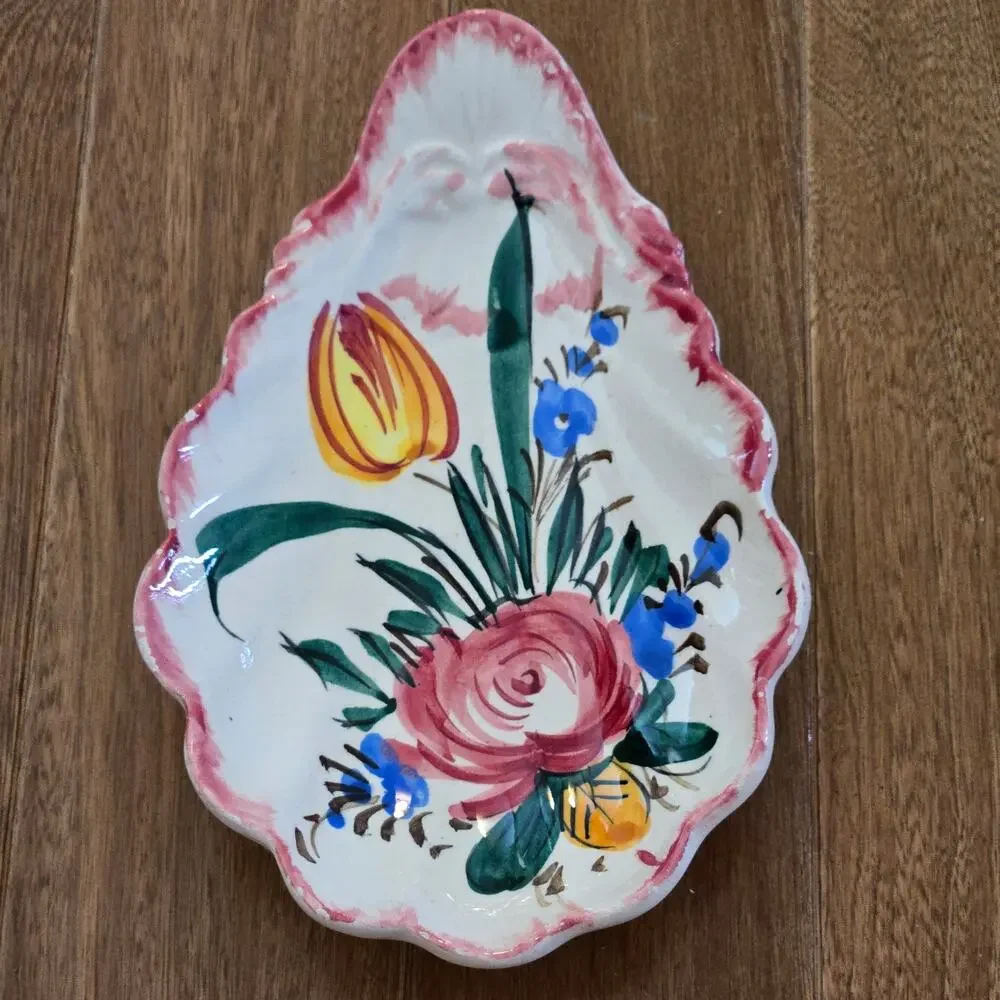 Vintage Trinket Bowls Serving Dish Ceramic Italian Pottery Renaissance Nove Rose